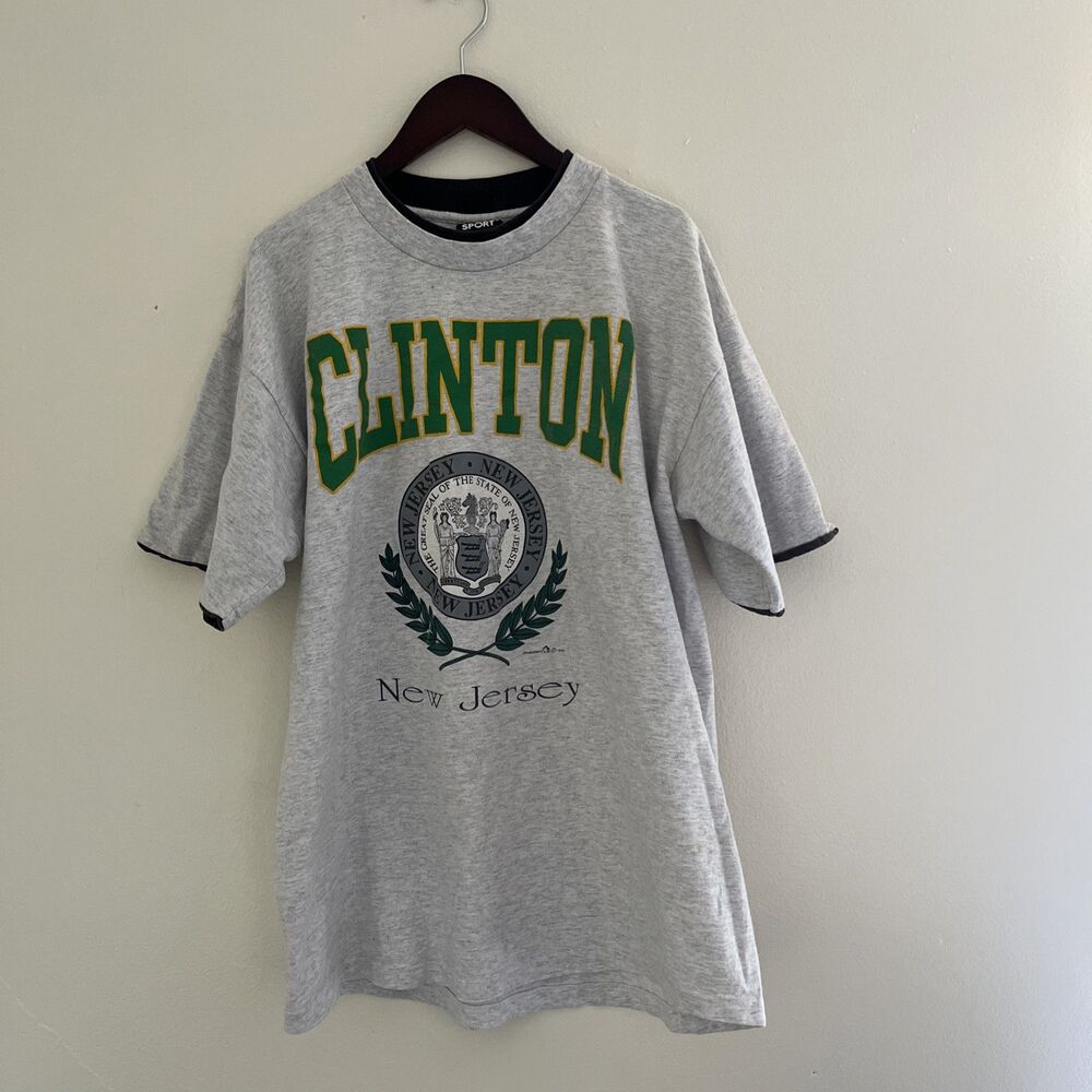 Clinton NJ VINTAGE Single Stitch 1992 State Seal Graphic Tee Ohiopyle, Gray- L